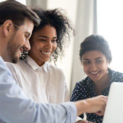 Happy Interns Learning New Computer Software